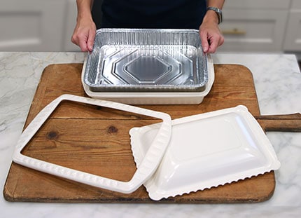 Foil Decor Serving and Casserole Carrier for 9x13x2 Foil Pan, Heat  Resistant w/Handles, Snap on Lid Doubles as a Serving Dish, 1 Foil Pan  included